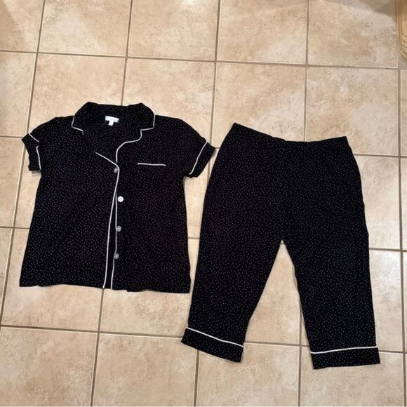 Secret Treasures Black Pajama Set with White Accents - Picture 1 of 5